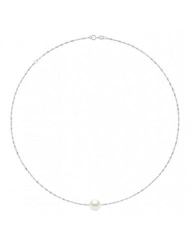 Catena collana con cultura rotonda perla 10 mm in argento 925 - giada