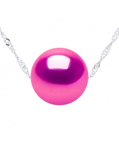 Necklace Chain with round culture pearl 10 mm in 925 silver - Jade