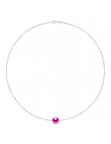 Necklace Chain with round culture pearl 10 mm in 925 silver - Jade