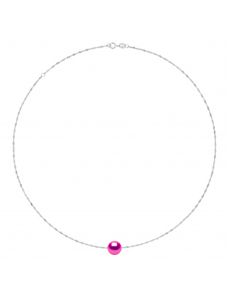 Necklace Chain with round culture pearl 10 mm in 925 silver - Jade