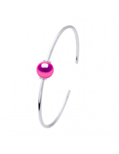 Round Culture Bead Bracelet 9 mm in 925 silver - Camille