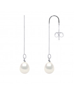 Boucles d'Oreilles Pendantes Perles de Culture Poires 7 mm en Argent 925 - MARIANA