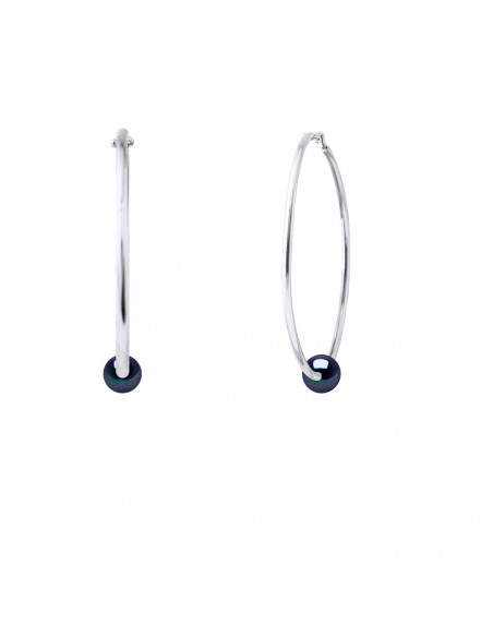 Creole Earrings Round Culture Beads 10 mm - 4 Colors - Silver 925 - Hera