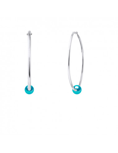 Pendientes criollos Cultura redonda Cuentas 10 mm - 4 colores - Plata 925 - Hera