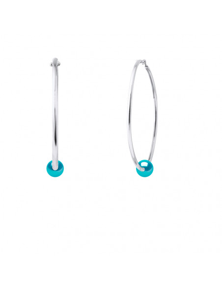 Pendientes criollos Cultura redonda Cuentas 10 mm - 4 colores - Plata 925 - Hera