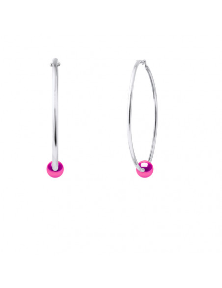 Creole Earrings Round Culture Beads 10 mm - 4 Colors - Silver 925 - Hera