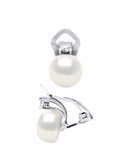 Solid silver earrings real culture pearl