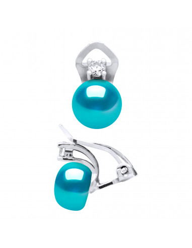 Solid silver earrings real culture pearl