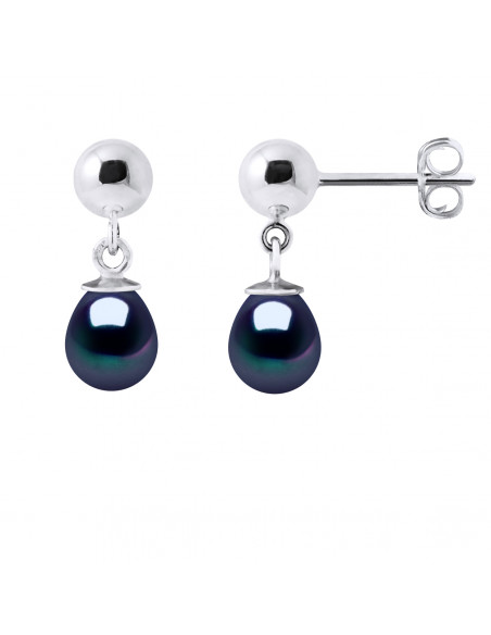 Boucles d'Oreilles Pendantes Perles Poires 6-7 mm - 5 Coloris Disponibles - Argent 925 - ELENA
