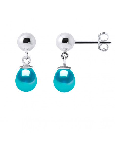 Boucles d'Oreilles Pendantes Perles Poires 6-7 mm - 5 Coloris Disponibles - Argent 925 - ELENA