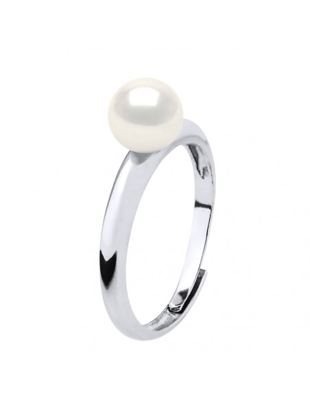 Anello in argento 925 e perla coltivata da 6 mm - 3 colori - Noa