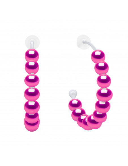 Half Creole Earrings Silver Culture Beads 925 - Victoria