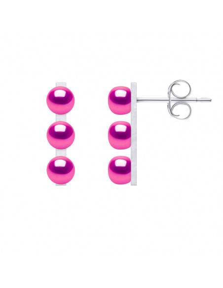 Trilogy 3 Earrings Culture Beads - 6 Colors - Silver 925 - Sarah