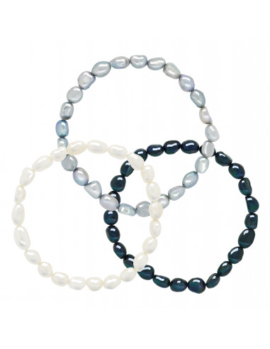 Trio Bracelets Baroque Culture Beads 6-7 mm - Rosa