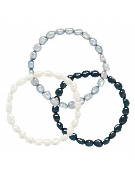 Trio Bracelets Baroque Culture Beads 6-7 mm - Rosa