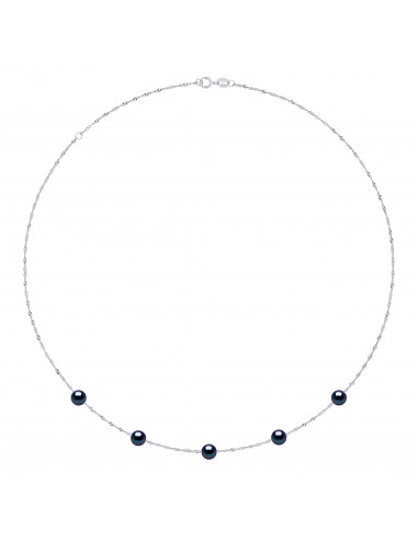 Yellow gold necklace mesh Singapore and real pearl of Tahiti