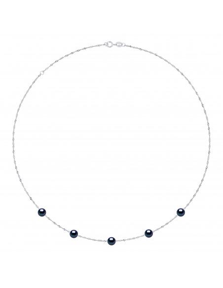 Yellow gold necklace mesh Singapore and real pearl of Tahiti