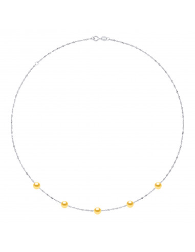 Collana in oro giallo Mesh Singapore e vera perla di Tahiti