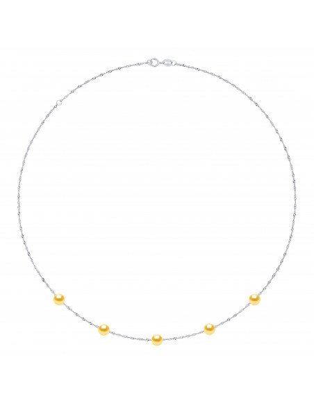 Collana in oro giallo Mesh Singapore e vera perla di Tahiti