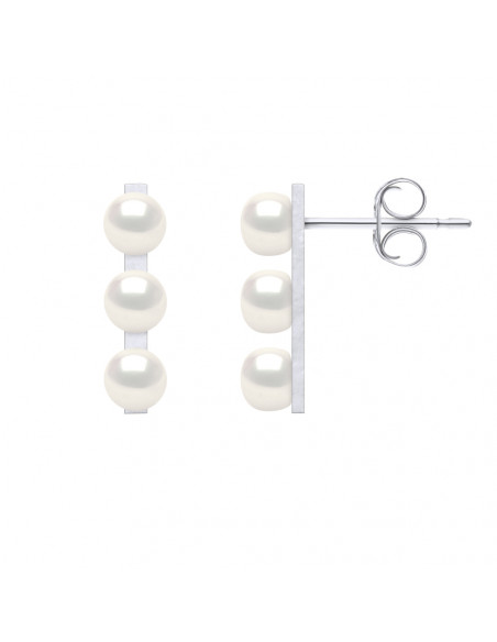 Boucles d'Oreilles Trilogy 3 Perles de Culture - 6 Coloris - Argent 925 - SARAH