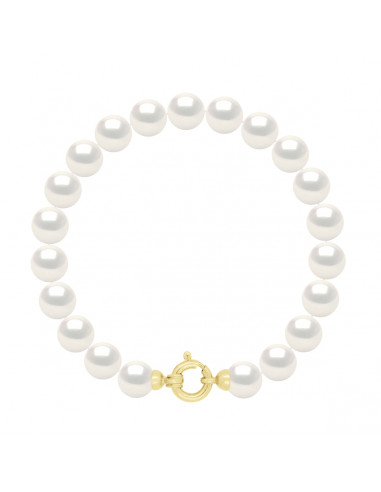 Gold-rank bracelet and round cultured pearls 7 mm - Ilowa
