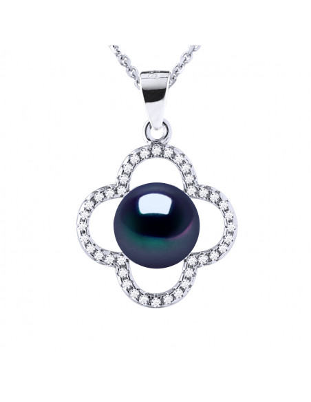 Collier Joaillerie en Argent 925, Oxydes de Zirconium et Perle de Culture 9 mm - 2 Coloris - MIKY