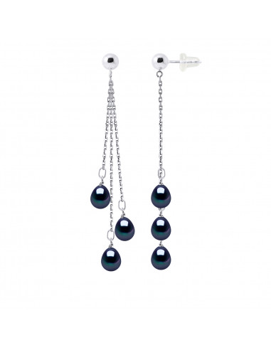 Orecchini a sospensione 6 Perline di cultura - 4 colori disponibili - Argento 925 - Lise