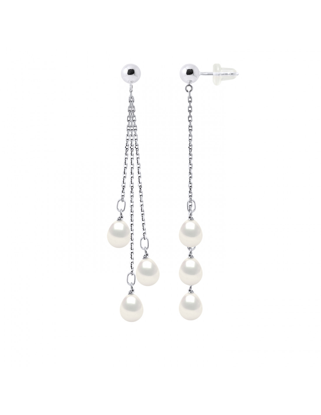 Boucles d'Oreilles Pendantes Perles 7-8 mm - Plusieurs Coloris - Argent 925  - BANDOL