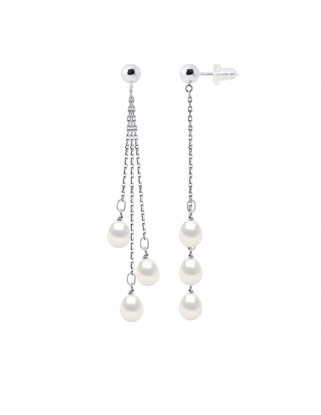 Boucles d'Oreilles Pendante avec Perle (Argent)