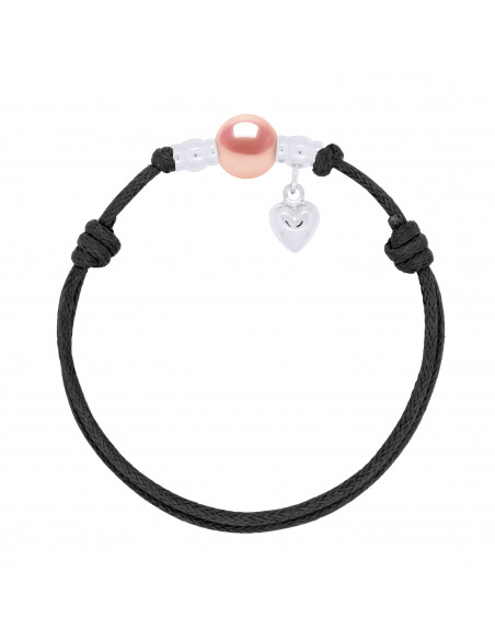 Genuine Silver Silver Charm Bracelet Black Pearl Black Cord