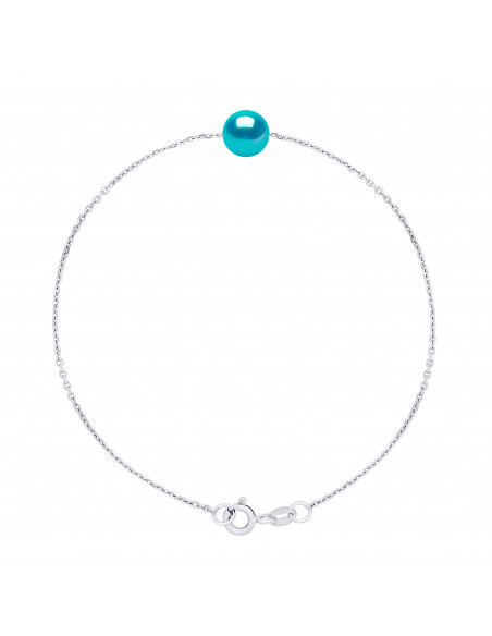 Bracelet Chaîne Perle de Culture Ronde 7 mm en Argent 925 - 6 Coloris - ROMY