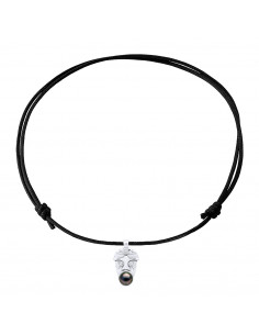 Collier TIKKI Perle de Tahiti Cerclée - Lien Ajustable - Argent 925 - TAïTIHERE