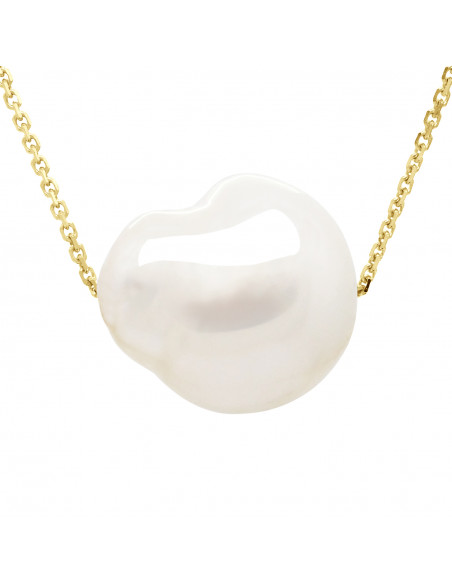 Collar de cadena de oro con perla barroca 11-12 mm - Alexia