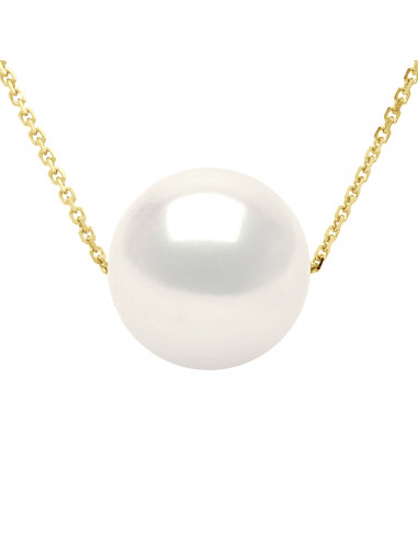 Collana in oro giallo o oro bianco e perla rotonda 10 mm - Aude