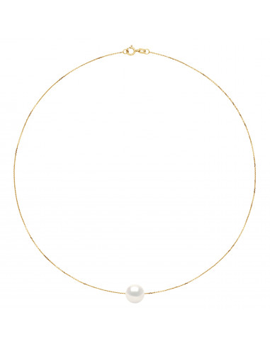 Collar de oro amarillo o oro blanco y perla redonda 10 mm - AUDE