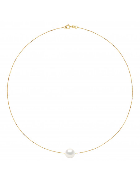 Gelbgold-Halskette oder Weißgold- und Runde Pearl 10 mm - Aude