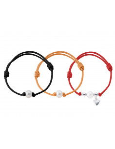 3 bracciali Link & Silver 925 millesimo - Cultura d'acqua dolce perla -Smuffazione perle reali del Pacifico