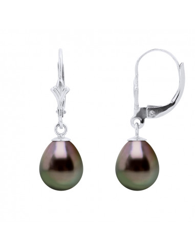 Gold pendant earrings and Tahiti pearl pears 8 mm - Aroi