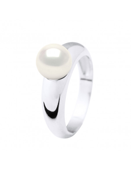 Anillo redondo y redondo Culture Pearl 8 mm en plata 925 - 2 colores - Natacha