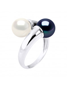 Bague Toi et Moi Perles de Culture et Argent 925 - CHANTAL