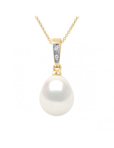 Colgante de oro y diamante, Cultura de pera Bead 7-8 mm - Oro - Lyna