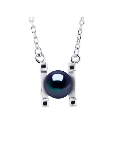 Collar colgante de la perla de la cultura - 2 colores - plata 925 - Ashley