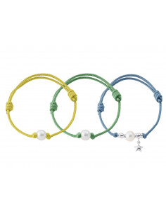 3 Armbänder Link & Silber 925 Tausendstel - Süßwasserkultur Pearl -Matustore Royal Perlen des Pazifiks