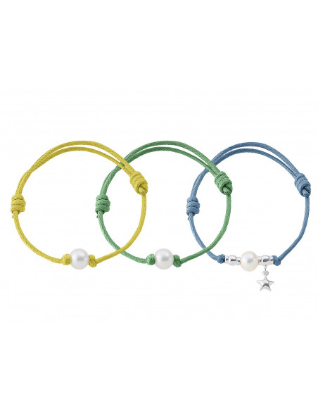 3 Bracelets Lien & Argent 925 Millièmes - Perle de Culture d'Eau Douce -Manufacture Royale des Perles du Pacifique