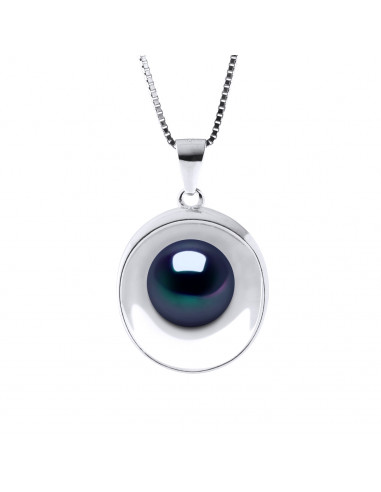 Necklace with 9 mm culture pearl pendant - 2 colors - 925 silver - Aglae