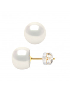 Boucles d'Oreilles en Or et  Perles de Culture Boutons 8 mm - 2 Coloris - FLAVIE