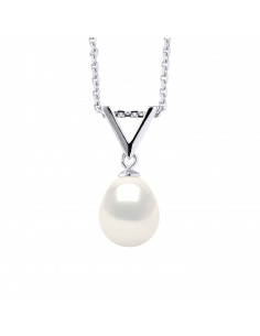 Collier Pendentif Perle de Culture Poire 8 mm en Argent 925 - MYNA