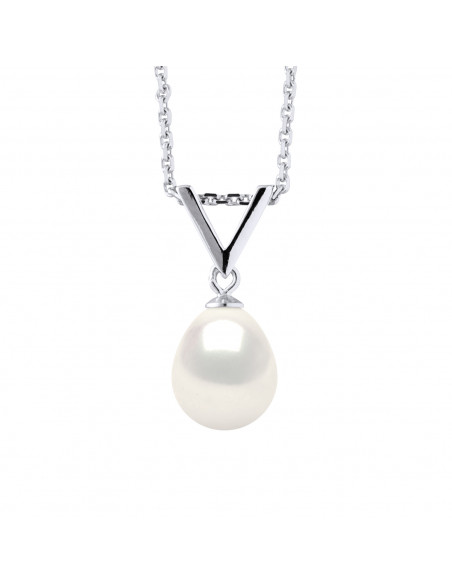 Collier Pendentif Perle de Culture Poire 8 mm en Argent 925 - MYNA