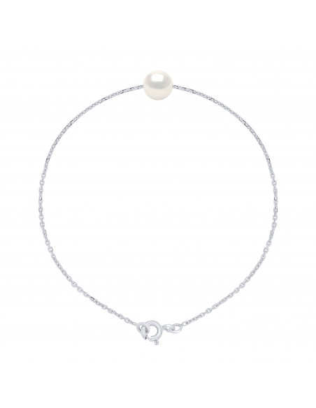 Bracelet en Or Jaune ou en Or Blanc - Perle de Culture Ronde 8 mm -