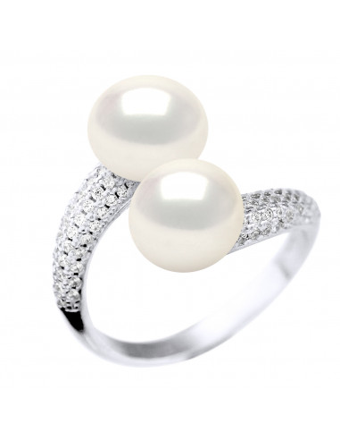 Anello a torre completa 3 file di vere perle